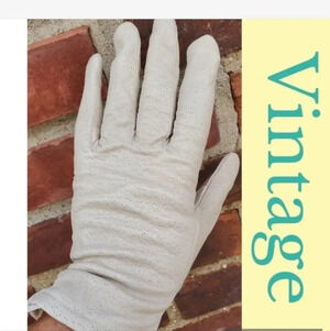 Vintage Ecru Leather Gloves L NWT‎